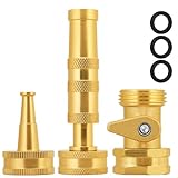 SIGURANTA Adjustable High Pressure Garden Hose Nozzle - Brass Sprayer with Ball Valve, 3/4 GHT Thread for Car Washing, Garden Watering & Heavy Duty Cleaning