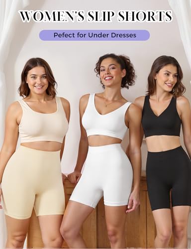 Image of ZENUTA Slip Shorts for Women Under Dresses, Seamless Anti Chafing Shorts Summer, Biker Shorts for Women (2pcs Nude,XXL)