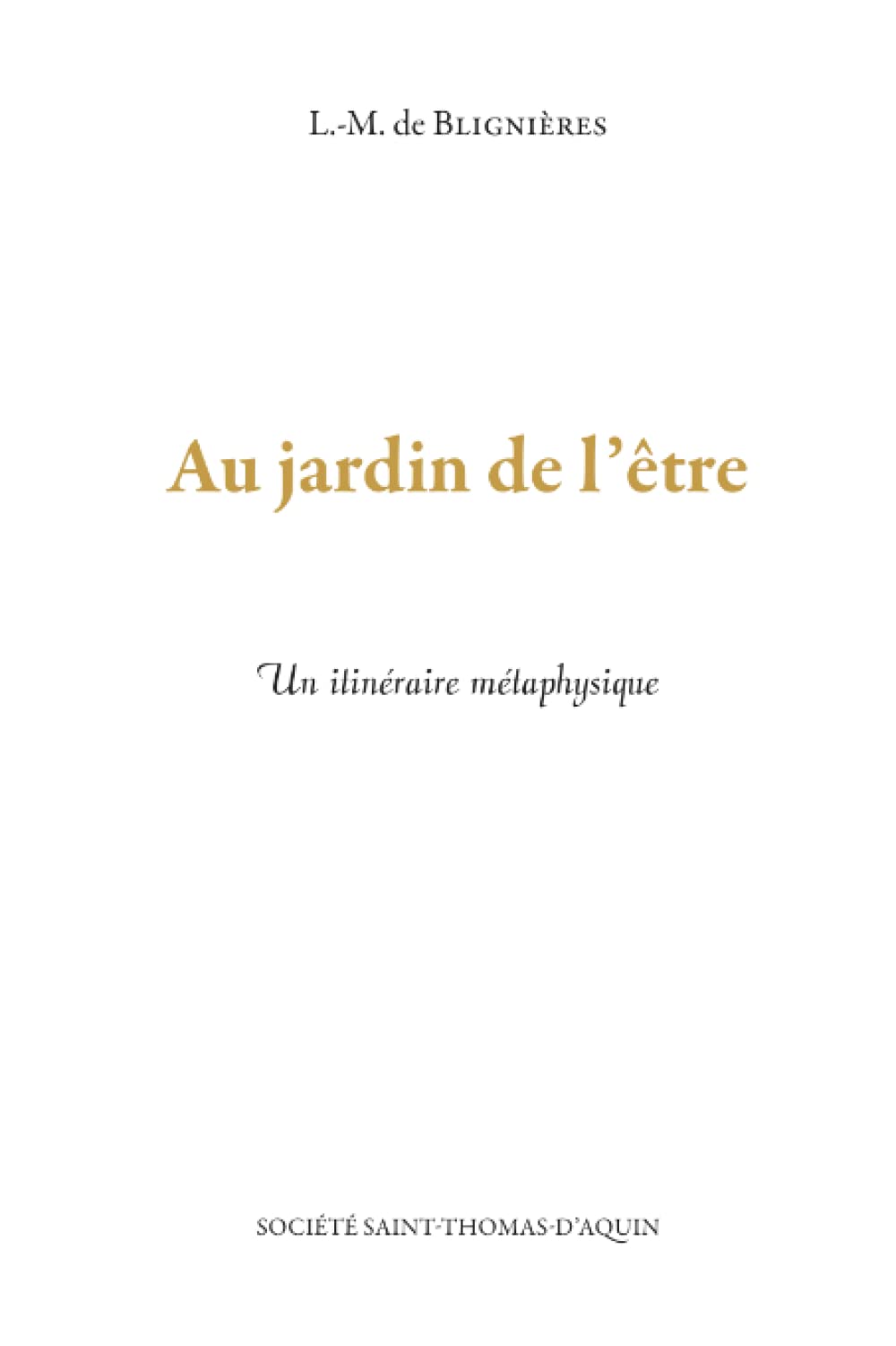 Au jardin de l'être: Un itinéraire métaphysique