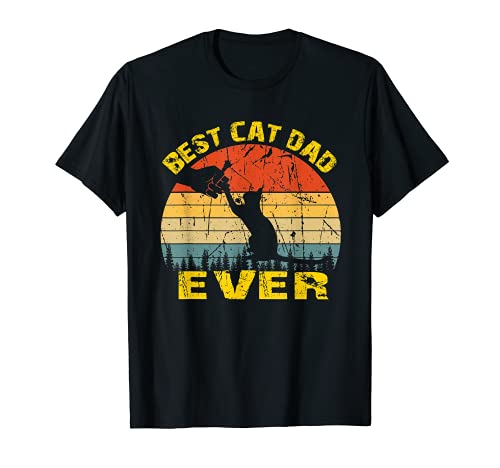 Vintage Best Cat Dad Ever Tee Cat Daddy Present Idea For Dad Camiseta