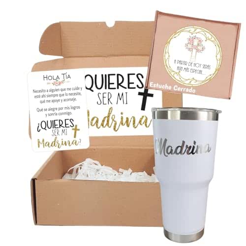 Estuche De Madera Para Pedir Ser Madrina - ¿Quieres Ser Mi Madrina? - 14x14x3 Cm Con Flores Secas