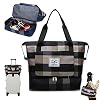 New Foldable Dry/Wet Separation Travel Bag,Large Capacity Folding Travel Bag with Luggage Sleeve,Gym Bag with Trolley Sleeve,Travel Lightweight Waterproof Carry Luggage Bag (Black)