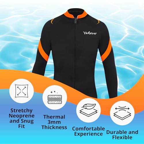 Camiseta para hombre y mujer de neopreno, 3mm, manga larga, con cremallera frontal, para snorkeling, natación, surf, buceo y deportes acuáticos miniatura 3