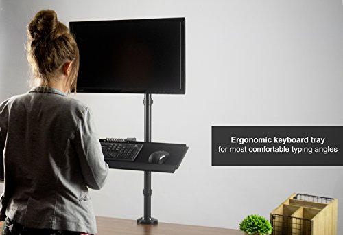 Vivo Sit-Stand Height Adjustable Pneumatic Spring Arm Keyboard Tray Desk Mount For 1 Screen Up To 32 Inches Stand-Sit1B #TOP3