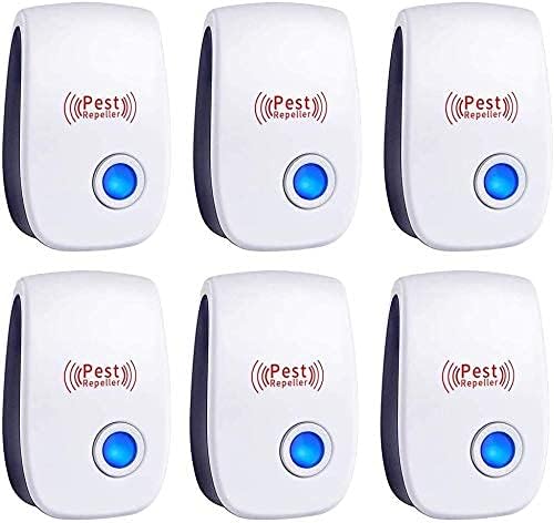Ultra Sonic Pest Repell-ent - Indoor Plug, Electronic and Ultra Sound Repell-er - Insects, Mice, Spiders, Mosquitoes, Bugs Con-trol (Pack of 6)