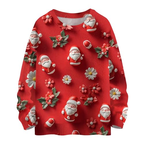 Cute Christmas Sweatshirts for Girls Crewneck Pullover Sweaters Long Sleeve Funny Xmas Print Comfy Winter Sweaters