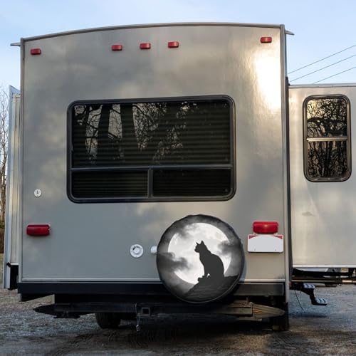 Image of Delerain Black Cat Spare Tire Covers for RV Trailer SUV Truck and Many Vehicle, Wheel Covers Sun Protector Waterproof, (14 Inch for Diameter 23 inch-27 inch)
