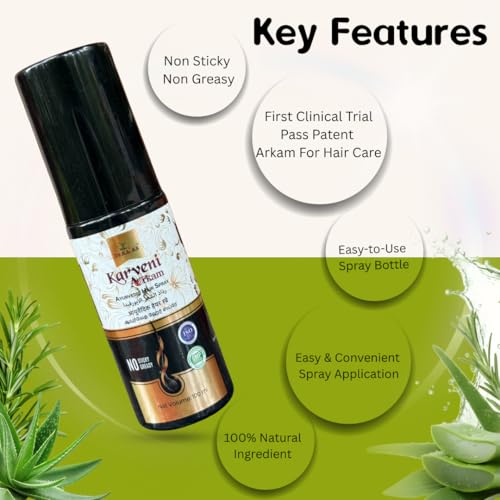 Image of Dr. Rajas Karveni Arkam Ayurvedic Hair Spray with Rosemary Extract | Non-Sticky, Nourishing Formula | Hair Fall Control & Scalp Care | Natural Hair Mist for Men & Women - 100ml