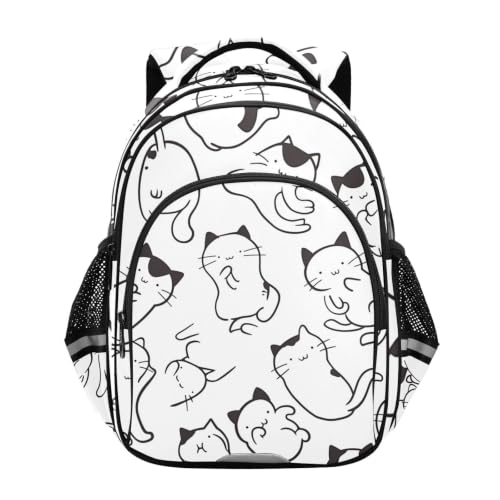 Cartable scolaire motif chats dessinés à la main, le cadeau idéal pour enfant