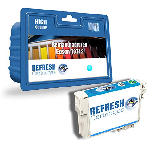 Refresh Cartridges Remanufactured Ink Cartridge Replacement for Epson T0712 / T0892 Cyan (C13T07124012 / C13T08924011)