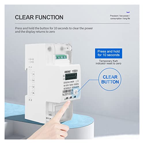 Compteur d'énergie monophasé Din Rail 90-300V avec commande Modbus RS485 et interrupteur 65A