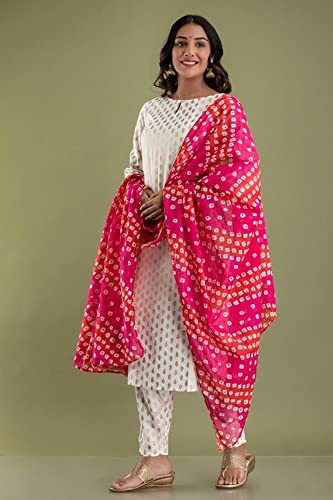 Image of FAADDICTION Women's Rayon Printed Straight Kurti with Palazzo Pant & Dupatta Set