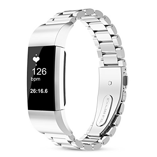 WOCOOL Charge 2 Band Adjustable Charge 2 Watch Bands Metal Replacement Band Fitness Tracker for Charge 2 Accessories(Silver)