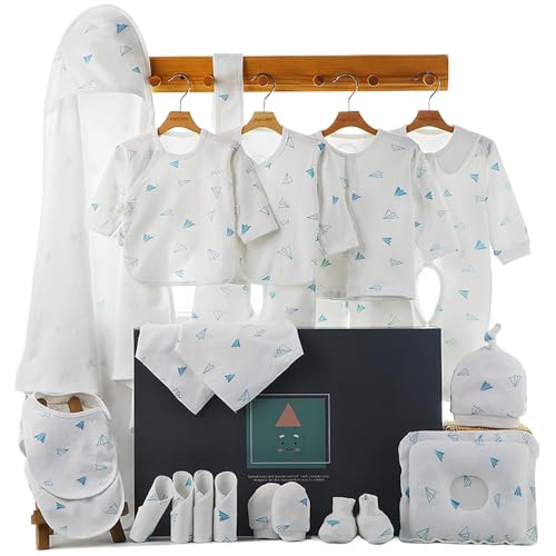 Winsoyya Newborn Baby Gifts Set Newborn Layette Gifts Set with Box 22 Piece Baby Girl Boys Gifts Cuddle Strap Bib Gloves Premium Cotton Baby Clothes Accessories Set Fits Newborn (0-12M)