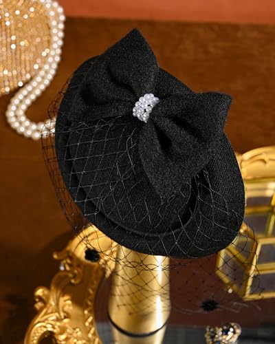 Zivyes Fascinators for Women Tea Party Hats 20s 50s Pillbox Hat Birdcage Veil for Funeral Janet Snakehole