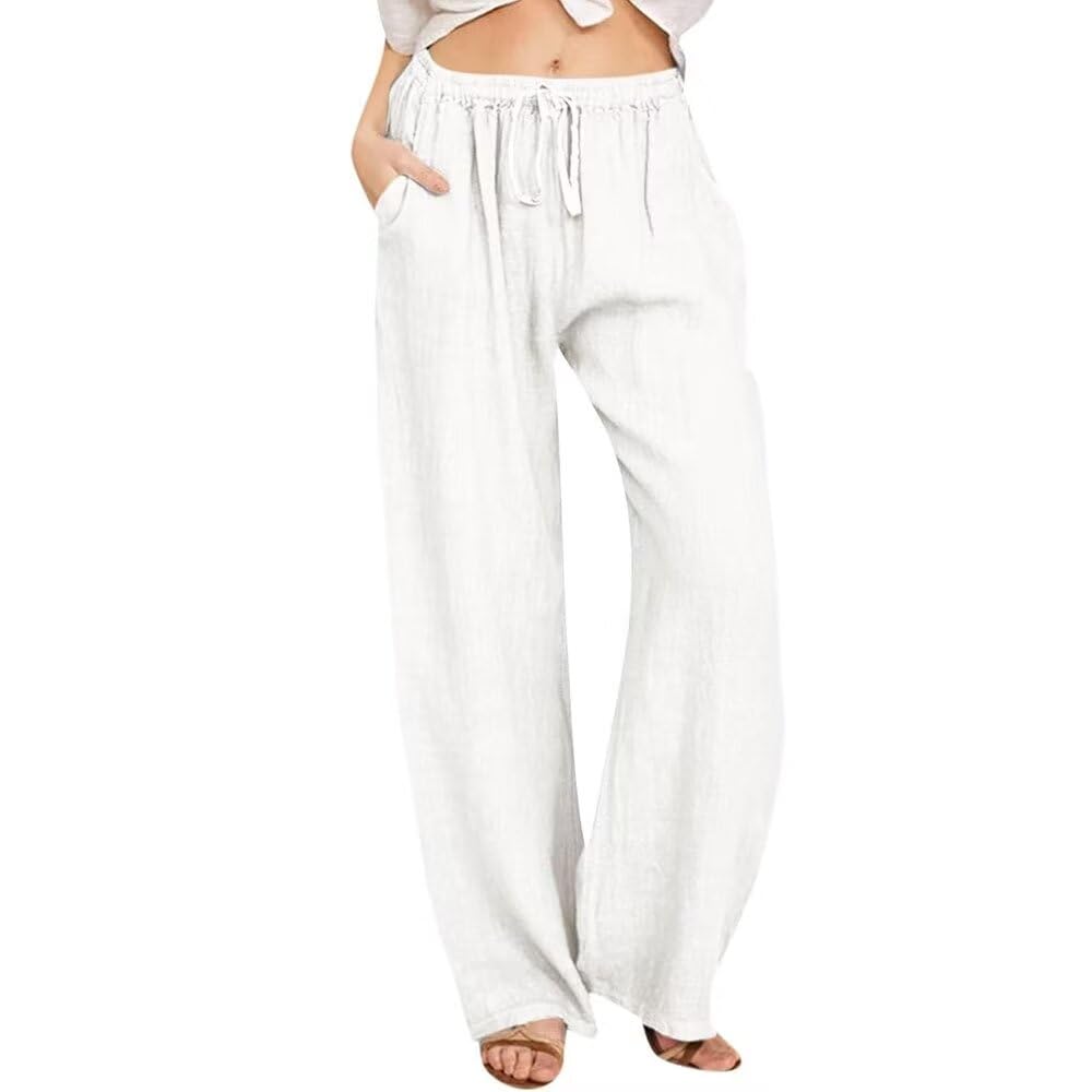 Wide Leg Lounge Pants for Women 2024 Long Flowy Beach Pants Lightweight Palazzo Pant Elastic High Waist Trouser
