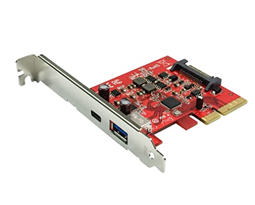 Ableconn PU31-AC-2 USB 3.2 Gen 2x1 (10 Gbps) Type-C & Type-A PCI Express 3.0 x4 Host Adapter Card (ASMedia ASM3142 Controller) - USB-C & USB-A PCIe Card - USB 3.1 Gen 2 Expansion Card