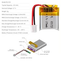 LiPo Akku 3,7V 170mAh 651723 mit JST-Kabel – Wiederaufladbarer Lithium Polymer Akku für Bluetooth-Lautsprecher, DIY-Projekte und Elektronikgeräte – Ansicht 7