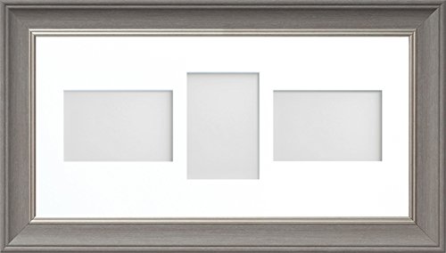 Frame Company Drummond Gunmetal Grey Multi-Aperture Photo Frame with Mount 20x10 for 6x4 (x3 LPL) *Fitted with Perspex*