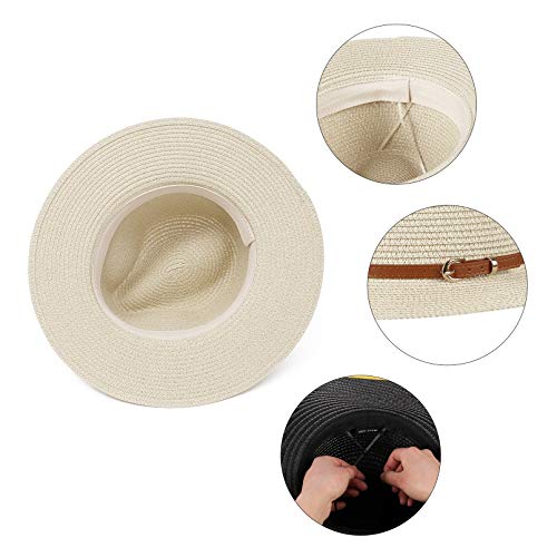 Straw Sun Hats For Women Men Panama Fedora Summer Hat With Leather Belt Wide Brim Beach Sun Jazz Cap #TOP5