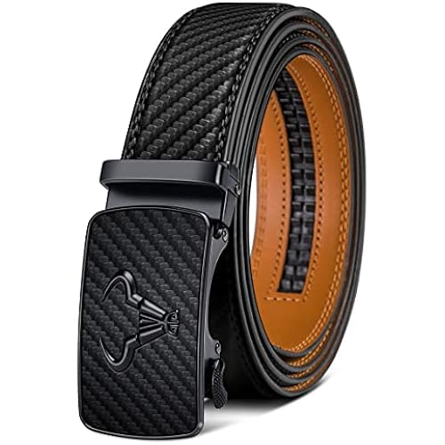 BULLIANT Men Ratchet Leather Belt Trimmable Precise Fit 1 3/8“-Gift Boxed