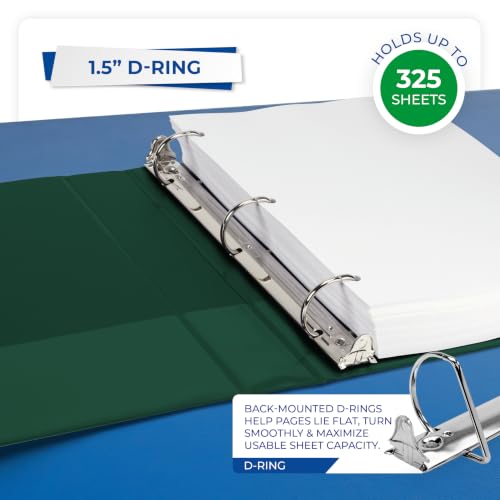 Image of Samsill Durable 1.5 inch 3 Ring Binder, D Ring Binder, 100% Recycled Chipboard, Green, 12 Pack