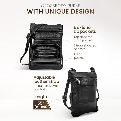 Krediz leather Crossbody Purses for Women, Multi Pocket Crossbody Purse with Adjustable Strap, Soft & Durable Leather Purse4