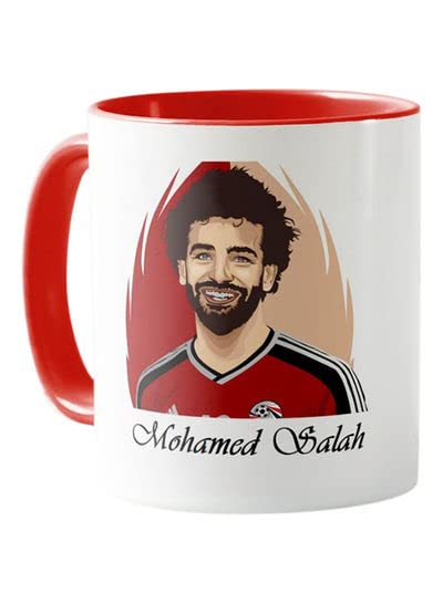 RYNRYN PRINTED DESIGN Printed Mohamed Salah Mug White & Red 11ounce