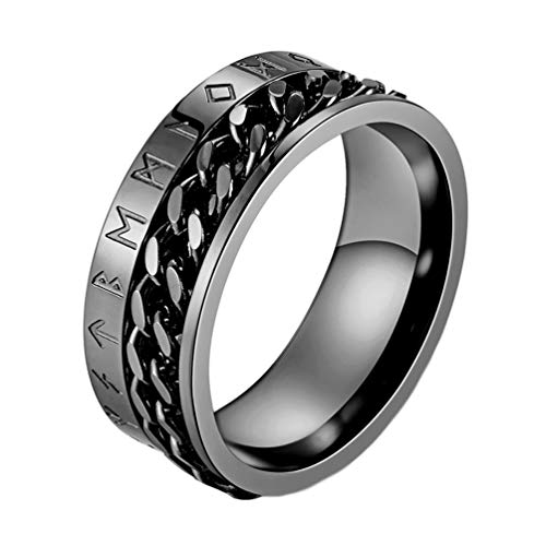 Bague en acier inoxydable homme style nordique, anneau viking 8 mm