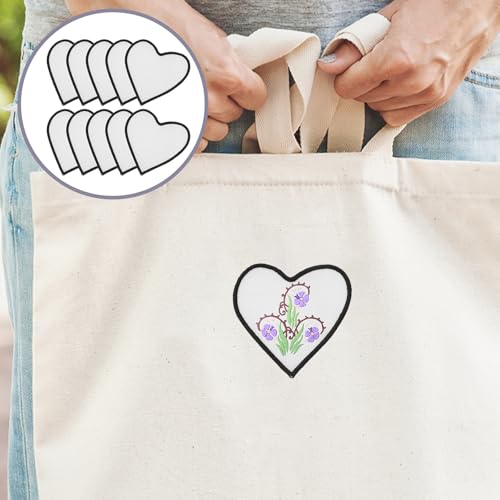 Villcase O6W0XX41IEQH111V049FB 10Pcs Sublimation Iron-On Patches, Heart Shaped Blank Iron-On Fabric Patches, Heat Transfer Appliques thumb #1