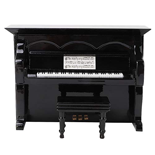 Piano miniature en bois fait main de 10 pouces noir pour déco