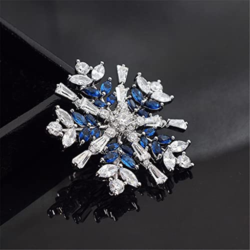 Broche flocon de neige bleue pour veste et pull de Noël
