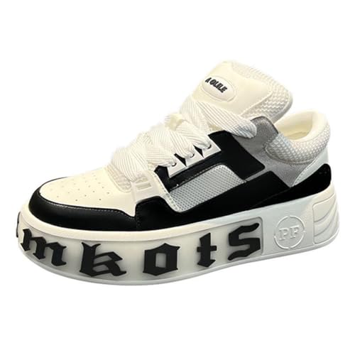 Men's Platform Skate Shoes Breathable Mesh Sneakers Elastic Band Design for Casual Walking & Hiking