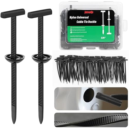 100PCS Nylon Universal Cable Tie Buckle with Dual-Side Gear, Foldable Quick Fix Heavy Duty Zip Ties with Pin & Button, Strong Easy Use Multipurpose Cable Tie Buckle Zip Tie for Car Daily Repair