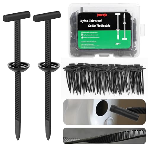 100PCS Nylon Universal Cable Tie Buckle with Dual-Side Gear Foldable Quick Fix Heavy Duty Zip Ties with Pin & Button Strong Easy Use Multipurpose Cable Tie Buckle Zip Tie for Car Daily Repair