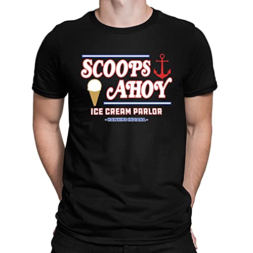 Flip Scoops Ahoy Ice Cream Parlour Hawkins - Camiseta para hombre, mujer y niño, Negro, 42