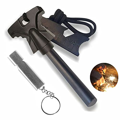 EVOLAND Fire Striker Starter Kit, 4.56″ Length Ferrocerium Flint Camping Emergency Firestarter, Survival Firesteel Lighter for Camping, Hiking, Include A Whistle