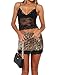Womens Mini Skorts Leopard High Waisted Pencil Bodycon Short Skirts with Lace Hem Brown Cheetah Print S