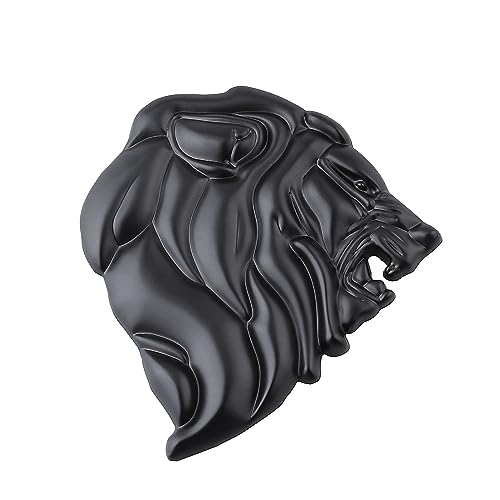 Image of 2PCS Lion Head Metal car Emblem 3D Animal Decoration Metal car Badge Rear car Tail Decoration Sticker (Black)