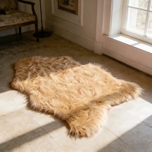 Tapete suave sintético de peluche 2 x 3 pies beige miniatura 4