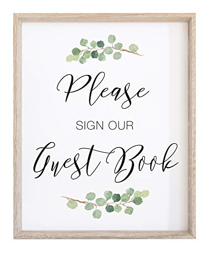 Wedding Please Sign Our Guest Book Sign | Watercolor Greenery with Eucalyptus Print on Thick Cardstock Paper | NOT Framed Guestbook Sign Wedding Decoration | (1) 8x10 Sign