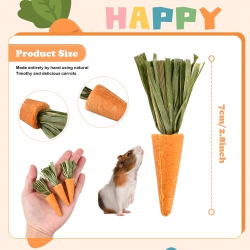 Crocchette da masticare per conigli - Biscotti all'erba alfalfa e carota per piccoli animali domestici - Snack di fieno di fleolo per conigli, porcellini d'India e criceti - Giocattoli da mas