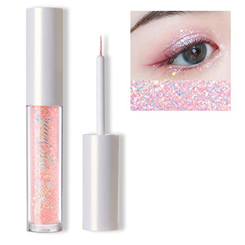 Erinde Liquid Glitter Eyeshadow Eyeliner, Korean Makeup, Tear Drop, Shimmer Metallic, Lightweight Waterproof Texture, Long Wearing, Loose Glitter Glue For Crystals Eye Glitter Makeup, Pink Dreamland #TOP11