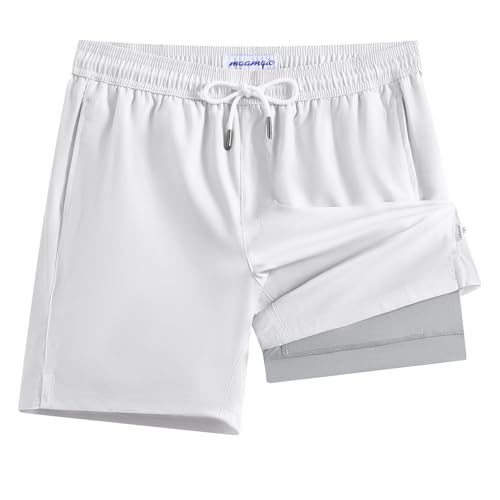 Image of maamgic Mens Swim Trunks with Compression Liner 7 Inch Inseam Mens Bathing Suit Quick Dry Swimming Trunks Swimsuit