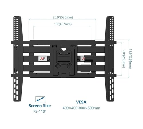 Image of North Bayou NB - SP5 Heavy Duty TV Wall Mount Double Arms Articulating Swivel TV Bracket for Most 75 inch-110 inch LED - LCD - OLED TVs, Load Capacity up to 90.9 Kg.