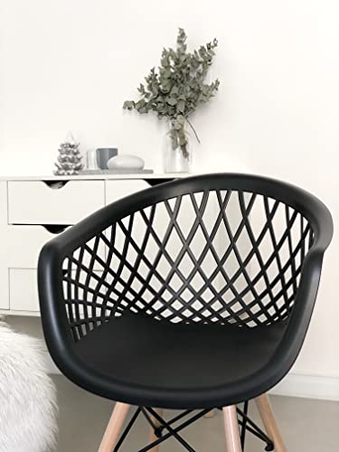 4 Cadeiras Poltronas Web Sidera Clarice Base DSW Eiffel madeira e aço (Preta)
