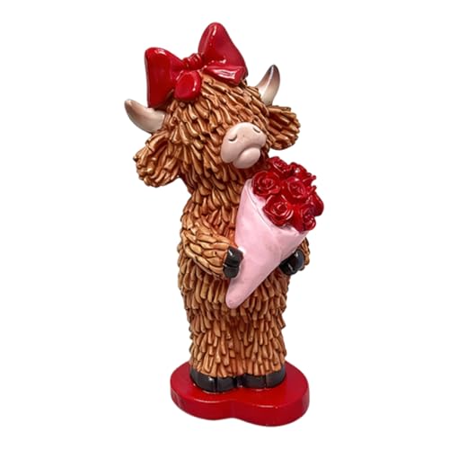 Decoraciones de San Valentín para el hogar – Figuras románticas de resina | Decoración navideña de estatua de ganado para parejas y bodas | Escultura de animales ornamentales para estante de escr