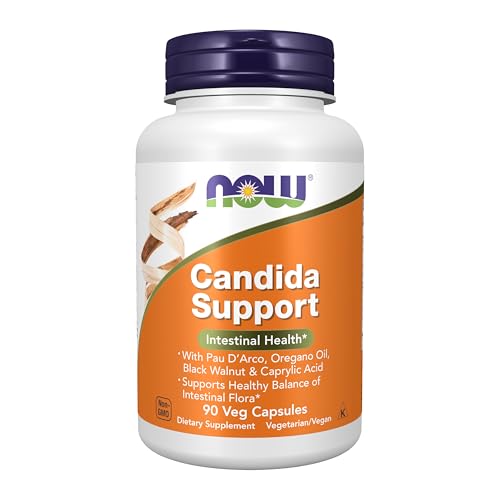 NOW Supplements Bacillus Support with Pau DArco Oregano Oil Black Walnut & Caprylic Acid 90 Veg Capsules