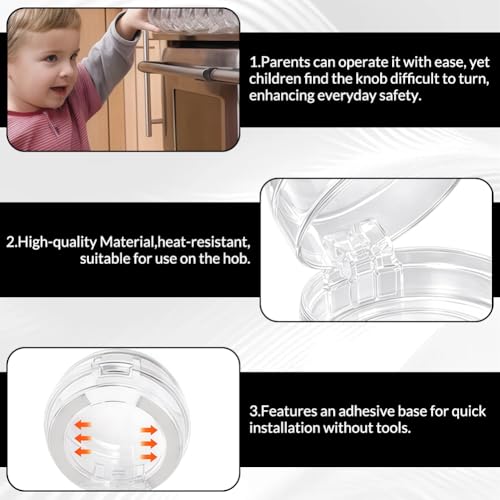 6 Stück Herdknopf Kindersicherung, Kindersicherung Herd Drehknöpfe, Transparente Sicherheitsabdeckungen, Kinder Herdknöpfe mit Klebstoff, Herd Schalterabdeckung, Herdschutz Kinder für Herd, Backofen