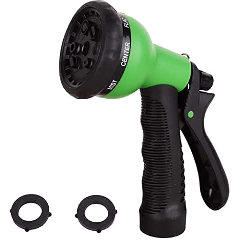 Riemex Hose Nozzle Heavy Duty 2024, 8 Adjustable Watering Patterns, High Pressure, Spray Nozzle for Garden Hose, Lawn, Car Wash (1, Green) Cover